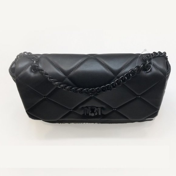 BADGLEY MISCHKA Large Diamond Quilted Crossbody Matte Studded  Letter Lock Bag - Picture 3 of 10